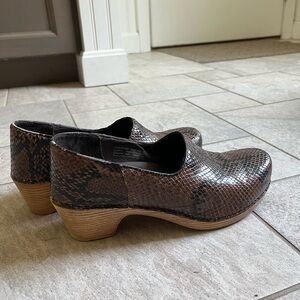 Dansko Brown Snakeskin-Print Leather Clogs